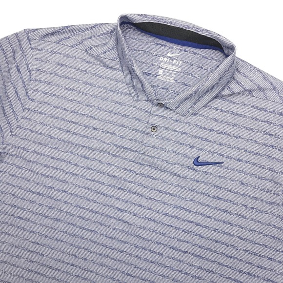 Nike Other - Nike Dri-FIT Polo Shirt Mens 2XL Blue Stripe‎ Golf Performance Stretch Top